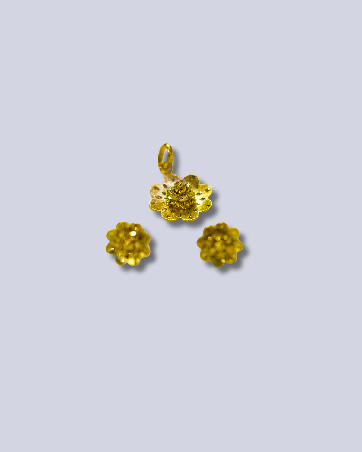 Flower shaped studs with pendant