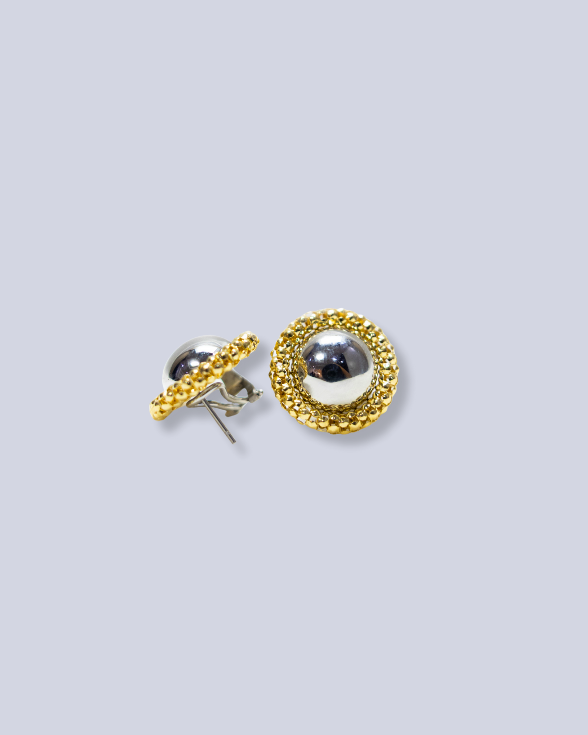 White gold earrings with gold trimmings