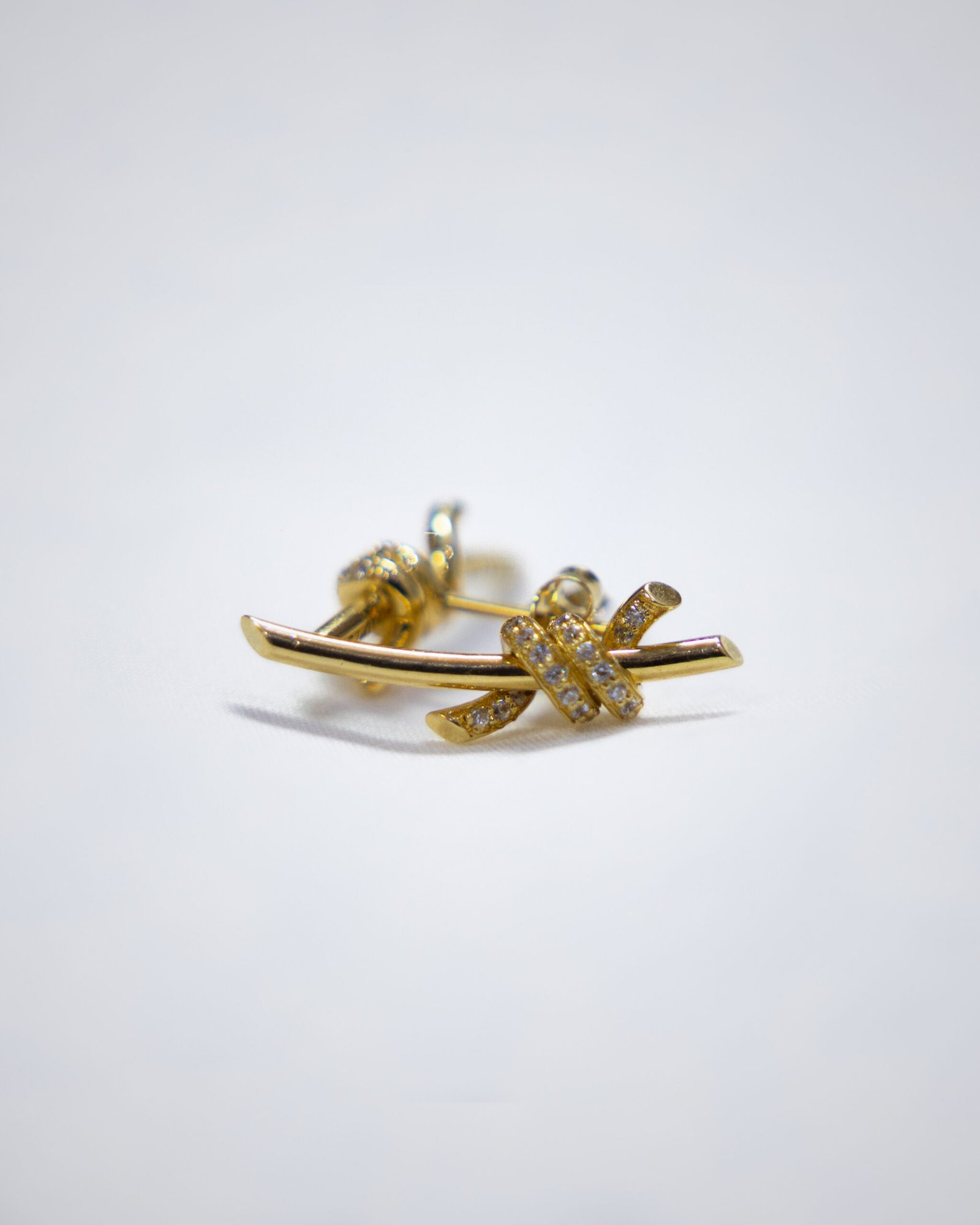 Yellow gold cross studs