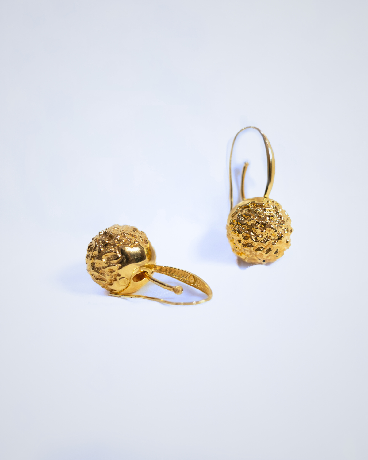 Gold ball drop earrings